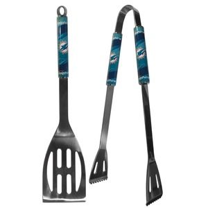 Miami Dolphins 2 Pc BBQ Set Stainless Steel Team Logo Grilling Team New NFL